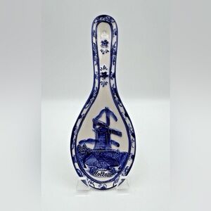 Spoon Rest Holder Holland Delft Blue Watermill 8.75"